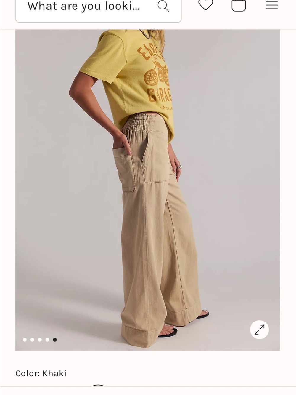Free People Khaki Wide-Leg Utility Pants